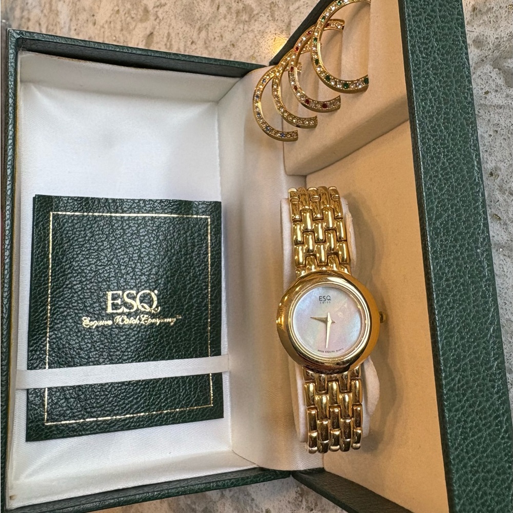 ESQ by Movado Women’s Bracelet Watch with Mother-of-Pearl Dial plus extra bezels